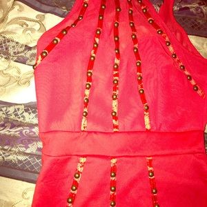 Ladies Red Studded halter dress